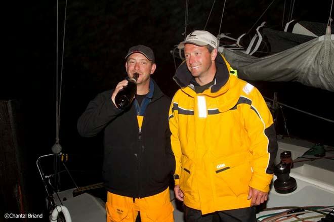 Stephane Bry and crew celebrate the finish - 2014 Route Halifax Saint-Pierre © Chantal Briand / Studio Briand http://www.studiobriand.fr
